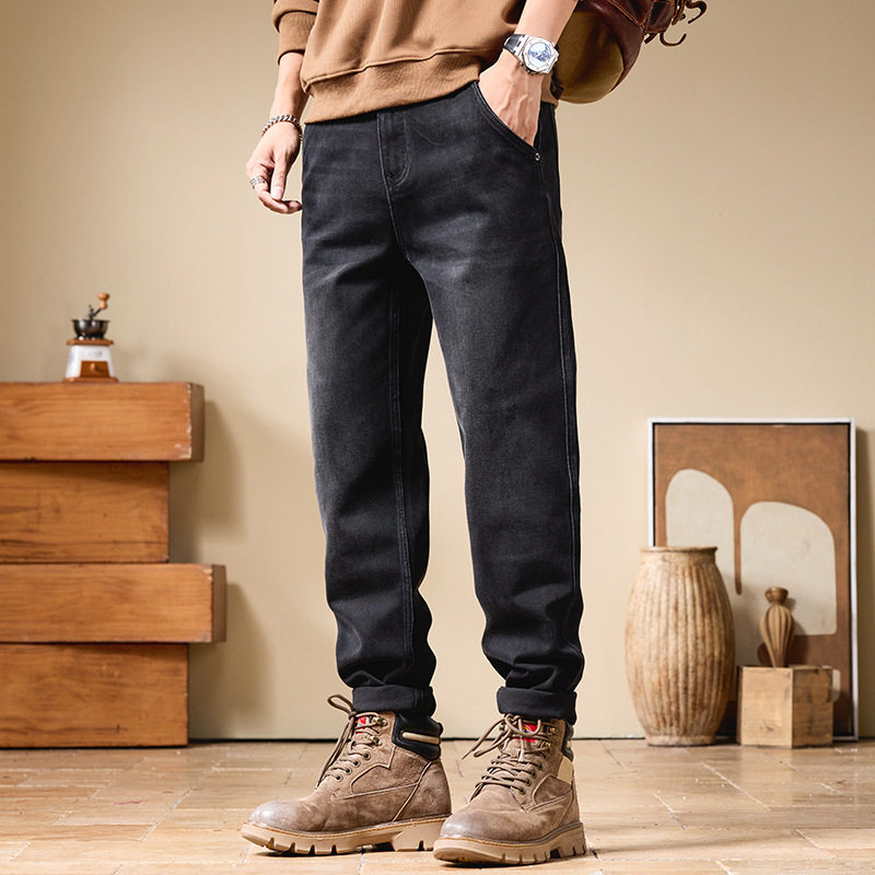 美式复古直筒弹力牛仔裤男