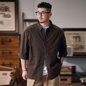男长袖 衬衫 2024年新款 宽松大码 外套男 美式 衬衣男休闲秋季 复古工装