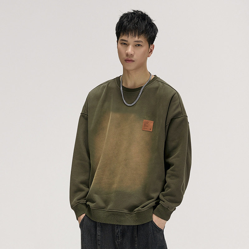 重磅做旧卫衣男宽松加绒上衣