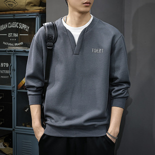 休闲长袖 美式 350g重磅宽松大码 新款 上衣外套 复古假两件卫衣男秋季