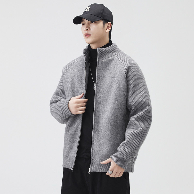 90羽绒服男士2025冬季新款商务休闲立领夹克高级感针织衫外套