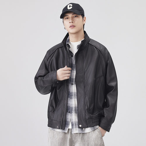春秋黑色PU皮衣男夹克潮