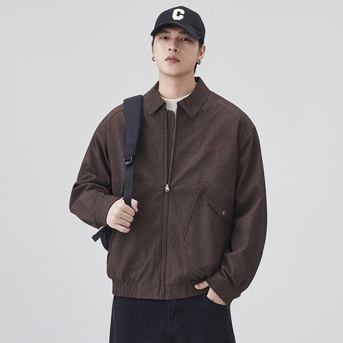 男士秋季翻领夹克皮衣外套