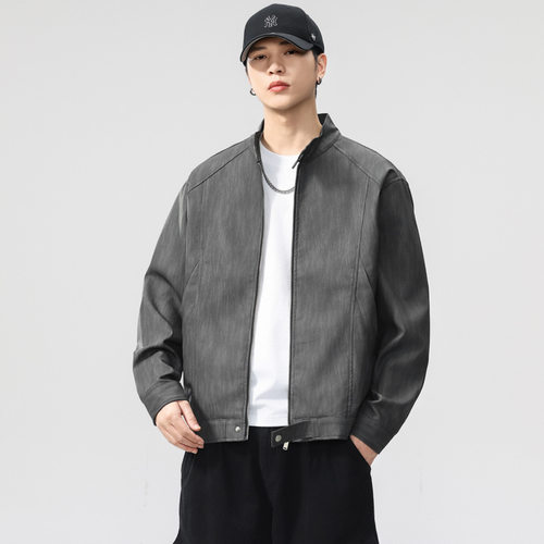 美式复古解构机车皮衣男外套
