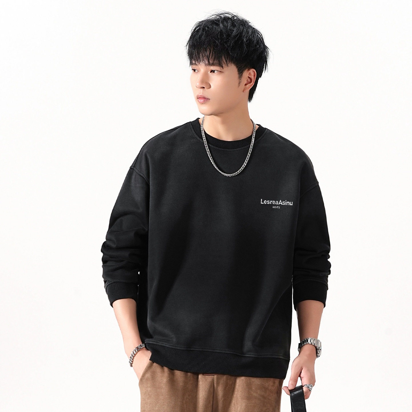 2025渐变水洗印花男卫衣