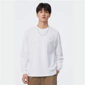 潮牌日式 情侣卫衣休闲宽松打底衫 内搭体恤 t恤男新款 简约刺绣长袖