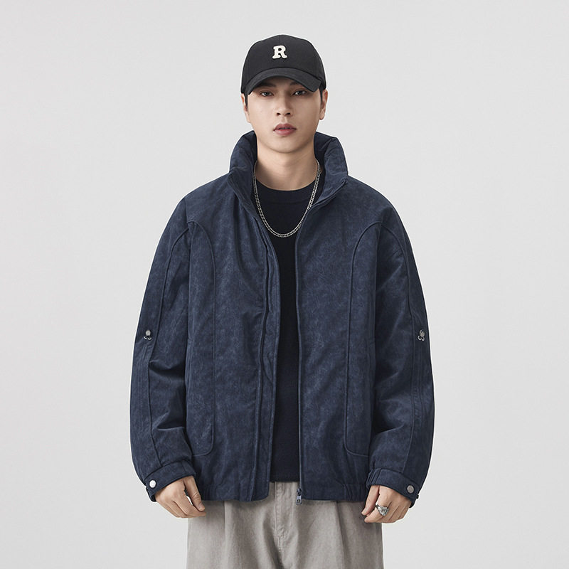 90白鸭绒皮衣羽绒服外套男士轻熟百搭流行复古结构痞帅pu夹克2025