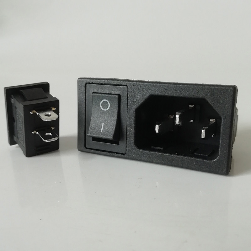 黑色二脚开关AC电源插座品字机箱机械仪器设备转换插头国标新品