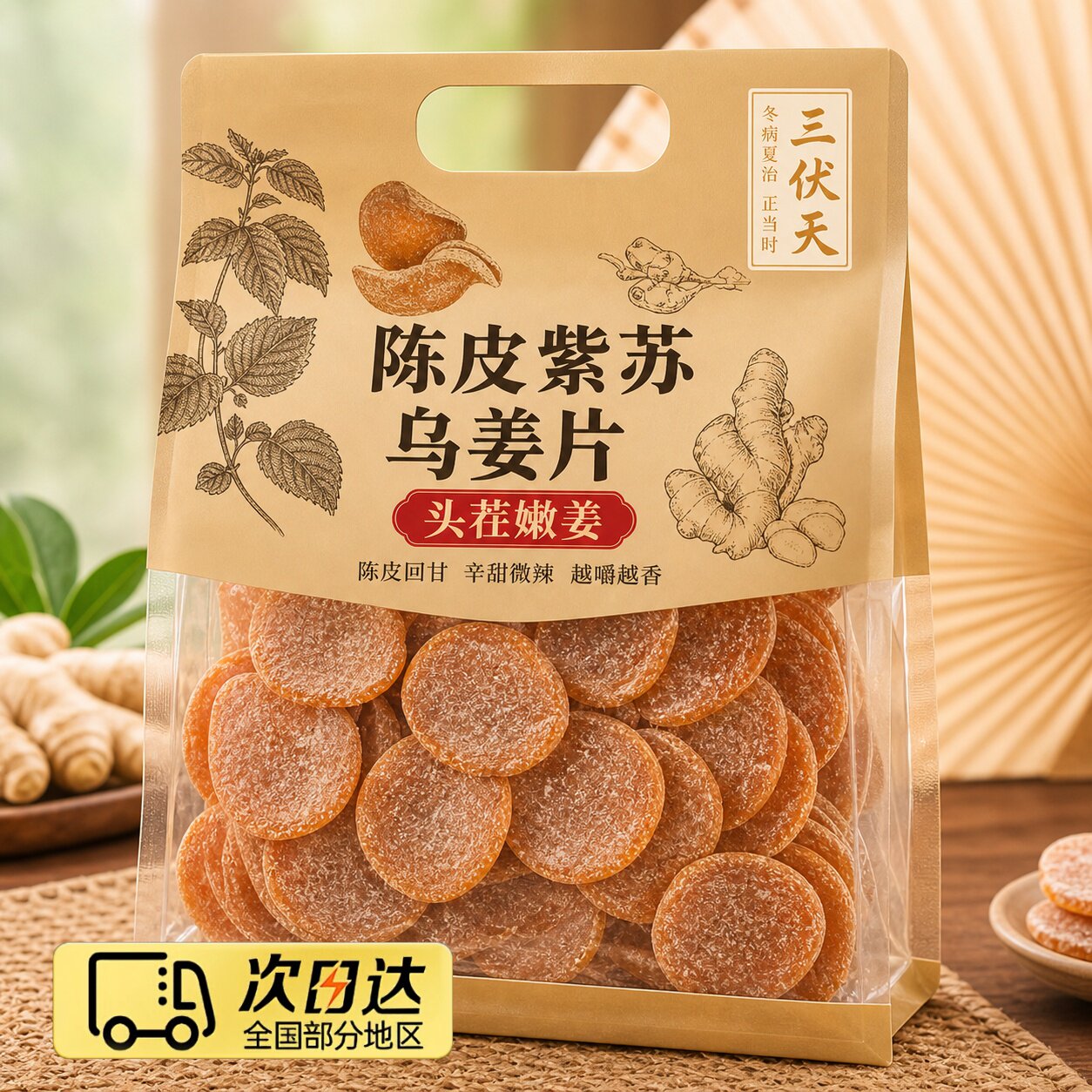 正宗纯手工陈皮紫苏乌姜片即食