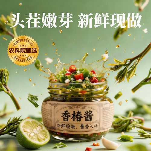 官方推荐【厂家直销】嫩芽香椿酱开胃下饭酱新鲜香椿酱瓶装拌饭拌