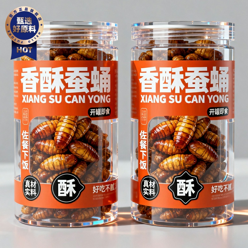 东北特产香酥蚕蛹罐装即食酥脆高蛋白肉类熟食下酒菜油炸熟食零食