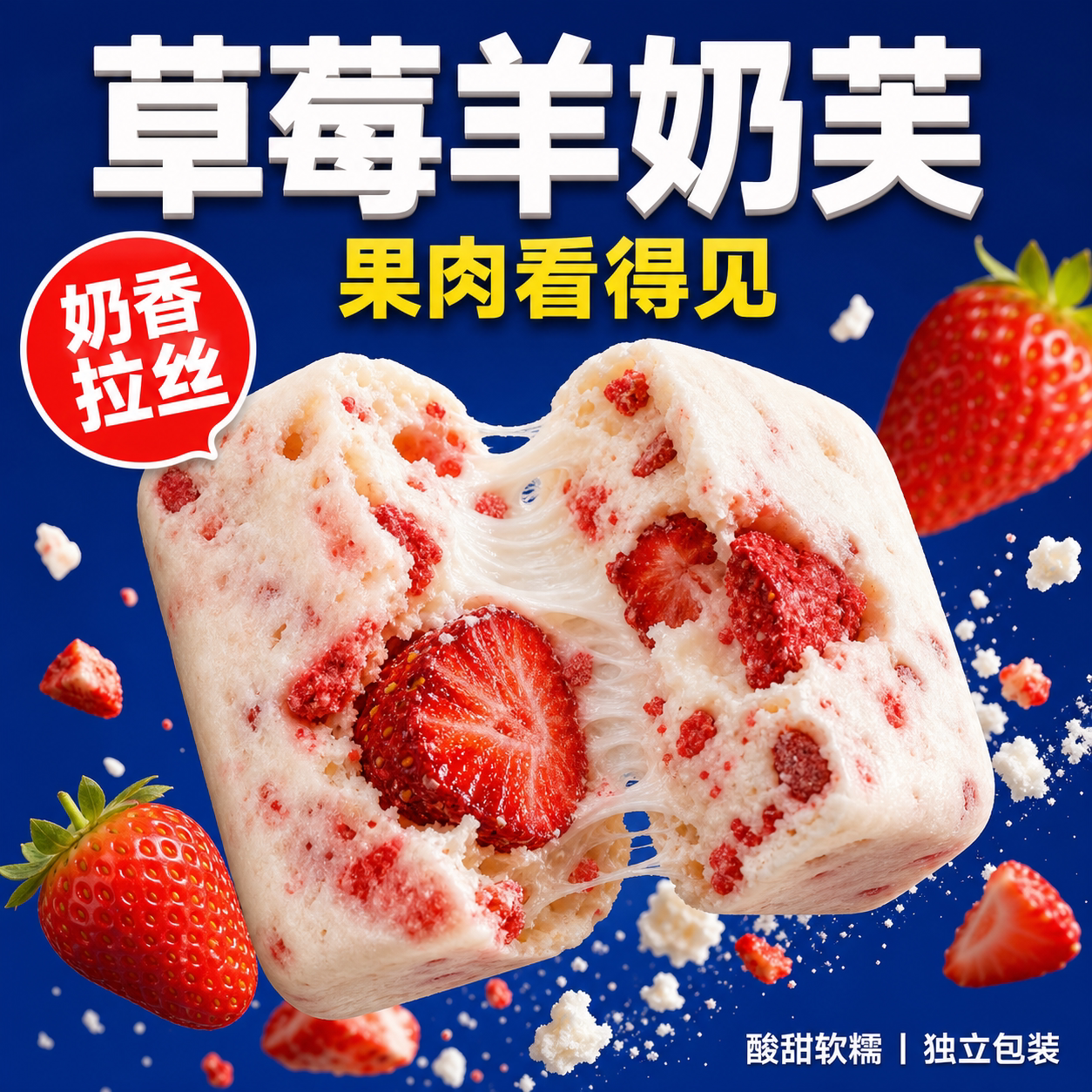 网红草莓蓝莓羊奶芙雪花酥小包装