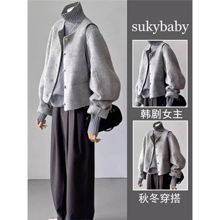 短款灰色双面羊绒毛呢子大衣外套女2025年秋冬季新款高级感小个子