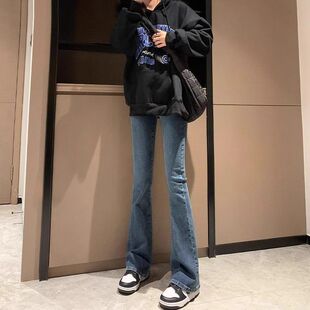 复古蓝微喇牛仔裤女加绒2025秋冬高腰弹力喇叭裤小个子显瘦马蹄裤
