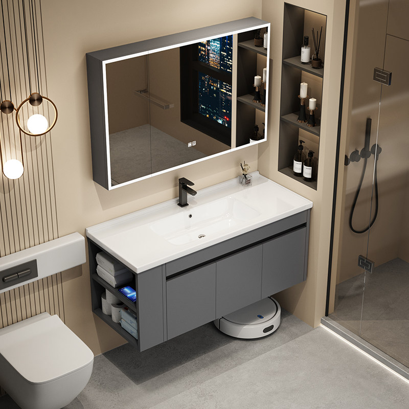 防水蜂窝铝浴室柜组合侧边收纳陶瓷一体盆卫生间洗手洗脸盆洗漱台,家装主材,浴室柜组合,淘宝优惠券,粉丝福利购,淘宝优惠卷