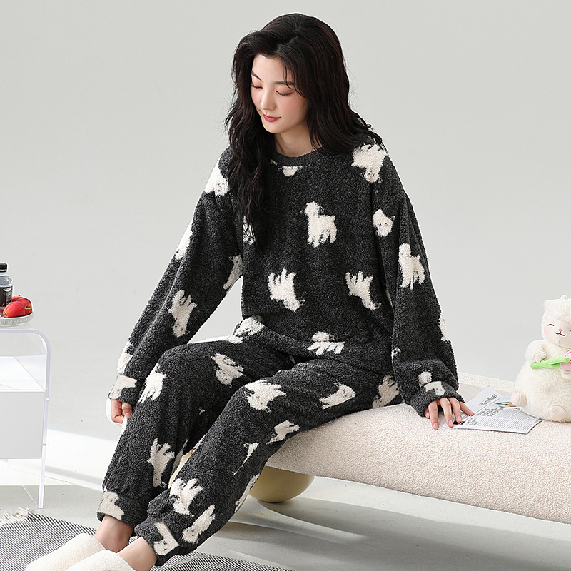 【加长版】半边绒冬季高个子女士长袖长裤睡衣套装170CM以上身高