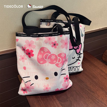 正版带标 hellokitty联名购物袋女 三丽鸥帆布袋手拎包手提托特包