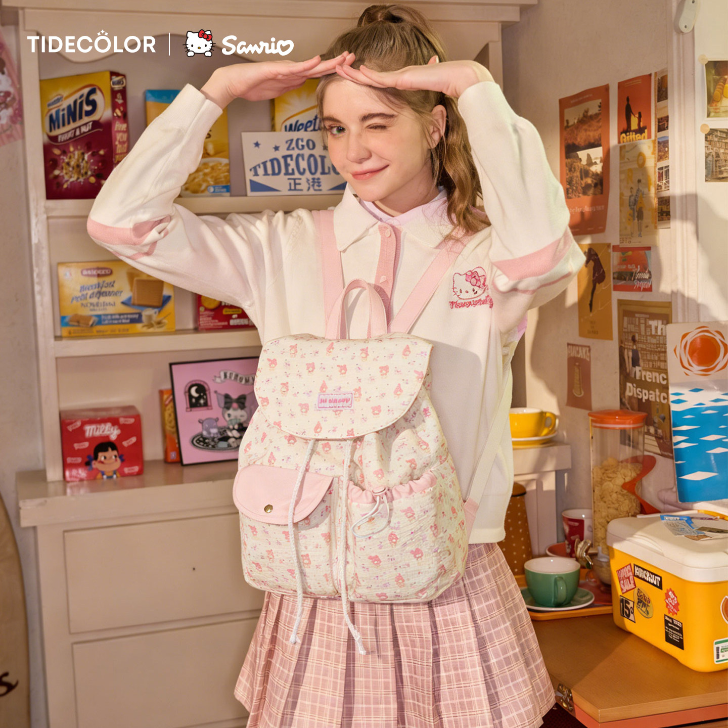 三丽鸥美乐蒂正版  碎花可爱女棉学生轻便束口袋书包通勤双肩背包,箱包皮具/热销女包/男包,双肩背包,淘宝优惠券,粉丝福利购,淘宝优惠卷