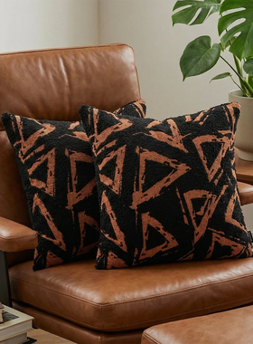 ELLALORA高级感长毛纱提花抱枕套现代简约客厅沙发靠垫套WL250804