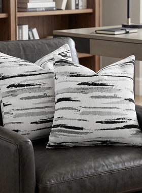 ELLALORA简约抽象条纹雪尼尔提花抱枕套客厅沙发靠枕垫套WL230707