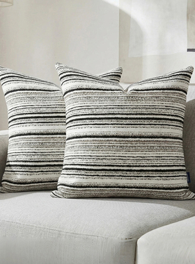 ELLALORA加厚条纹雪尼尔提花抱枕套卧室客厅长沙发靠枕垫套JZL505