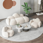 北欧布艺云朵沙发小户型网红款 店铺用接待羊羔绒双三人 美容院服装