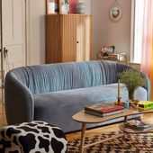 法式 网红轻奢丝绒褶皱创意设计风三人沙发北欧现代双人别墅沙发