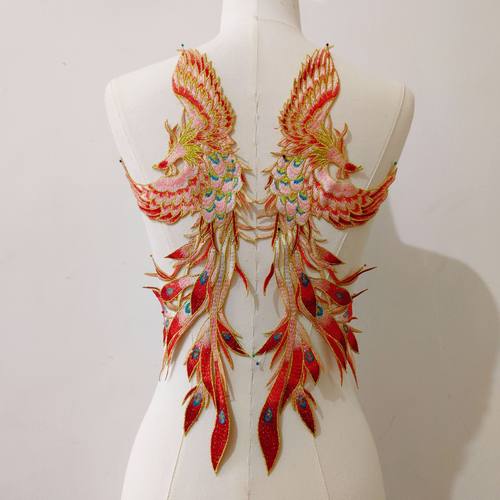 凤凰金边刺绣布贴 中国风 大号汉服旗袍秀禾婚纱辅料 无胶需缝制