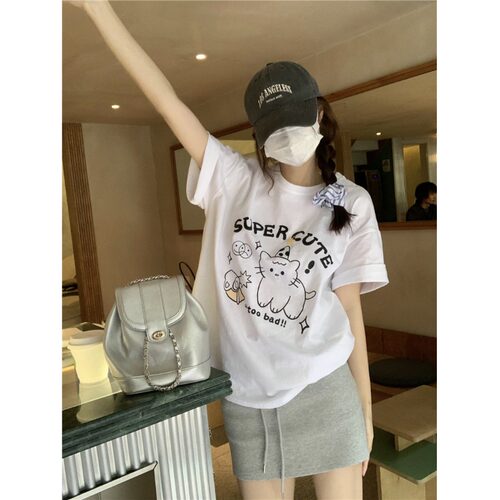 纯棉白色短袖t恤女2026新款夏季宽松显瘦内搭半袖打底体恤上衣