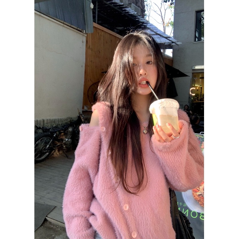 韩系慵懒风毛衣外套秋冬女