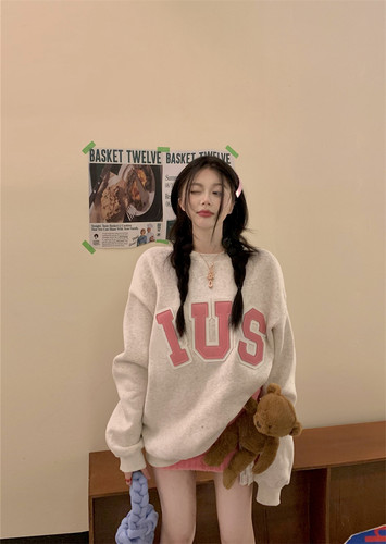 韩系少女宽松慵懒圆领套头卫衣女早秋季2026新款休闲显瘦百搭上衣