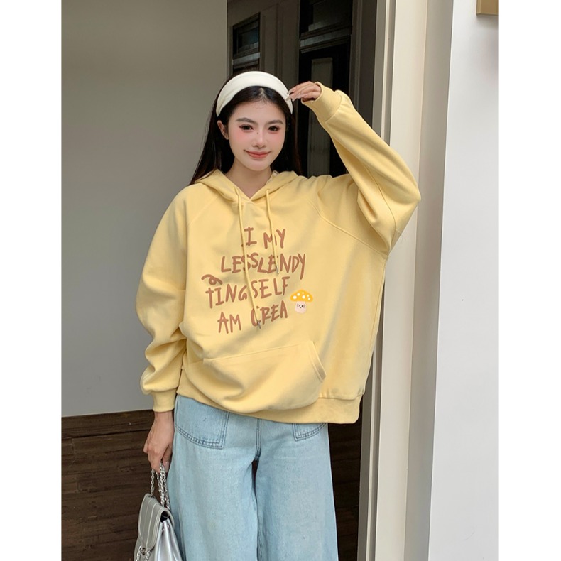加绒加厚连帽卫衣外套女秋冬季2025新款慵懒风韩系宽松休闲上衣