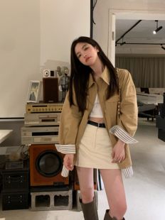 美式复古日系宽松衬衫外套女春秋设计感小众假两件韩系休闲上衣