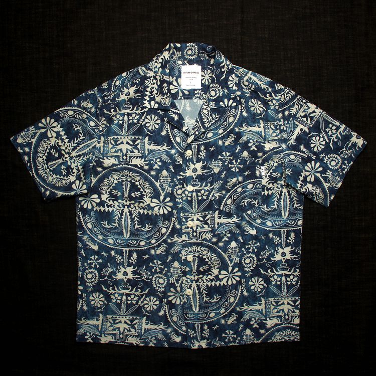 Aloha Shirt波西米亚图腾碎花纹 夏威夷古巴领复古沙滩短袖花衬衫