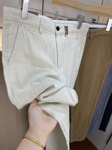 柜6588+【70%苎麻】透气舒适！夏季男高端洗水纯色商务直筒休闲裤