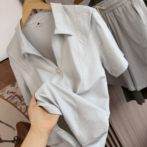 盟锐卡舒适感好！吸汗透气！男夏季翻领短袖宽松休闲短裤运动套装