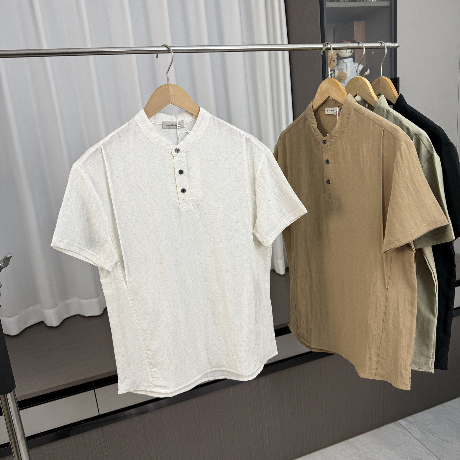 盟锐卡口碑系列！莱赛尔混纺！男薄款透气百搭套头休闲短袖衬衫潮