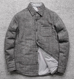 璀璨夺目！羊毛彩点毛呢衬衫 加厚夹棉男士修身长袖衬衣保暖外套