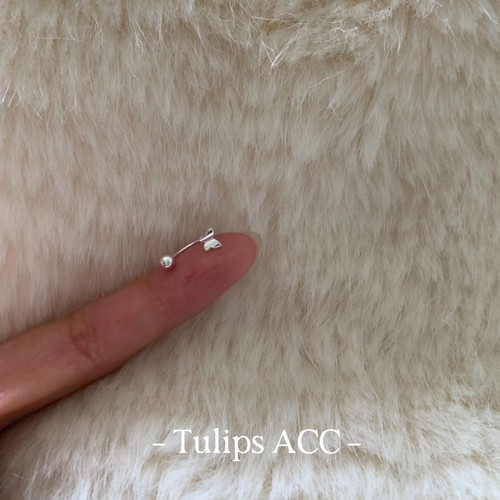 S999纯银u型蝴蝶耳钉上下双耳洞一体式耳饰女一穿二耳环螺丝拧扣