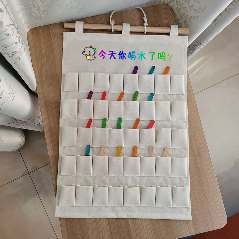 幼儿园喝水记录袋墙挂式晨检袋