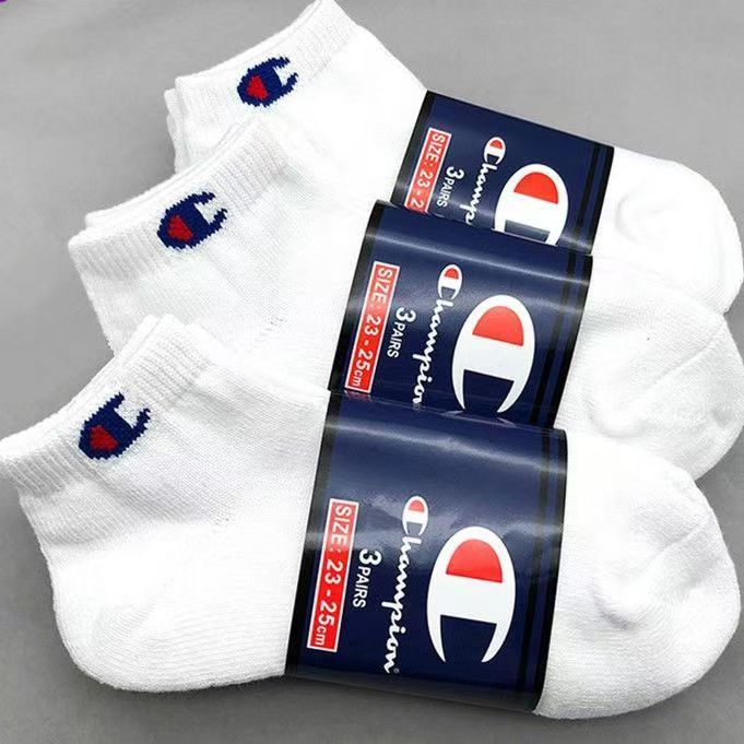 冠军champion袜子短筒袜低帮毛巾底运动袜棉袜男女潮牌c标一组3双