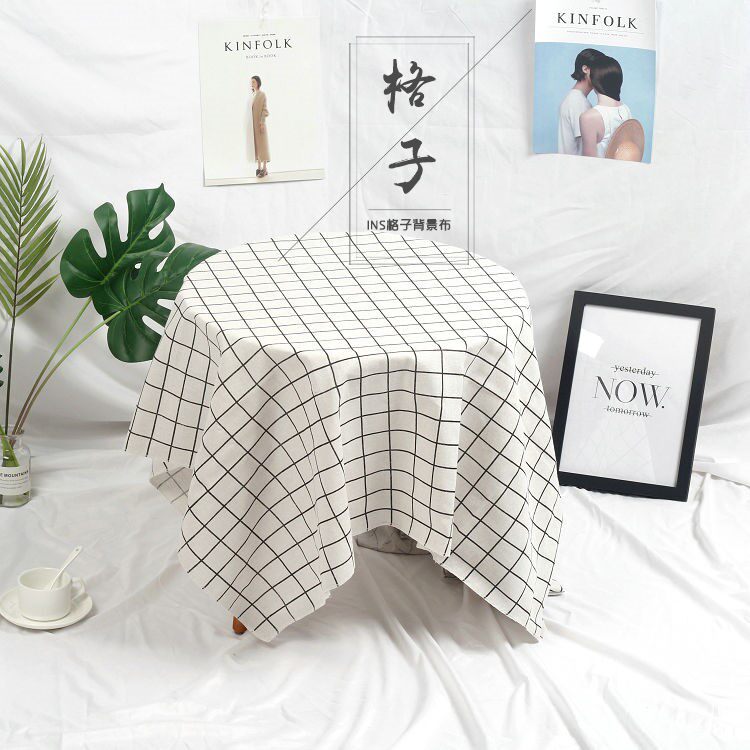 黑白色格子背景布拍照道具简约直播摆拍摄影抖音美食野餐拍摄桌布