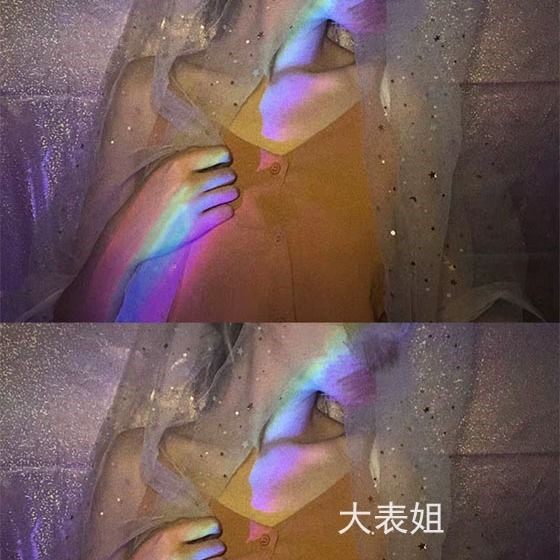 腹黑少女幻彩镭射布网红直播自拍背景布星月纱拍照道具摄影装饰布