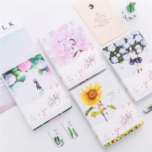 可爱彩页插画手账本创意韩国小清新笔记手绘少女心日记本手帐本