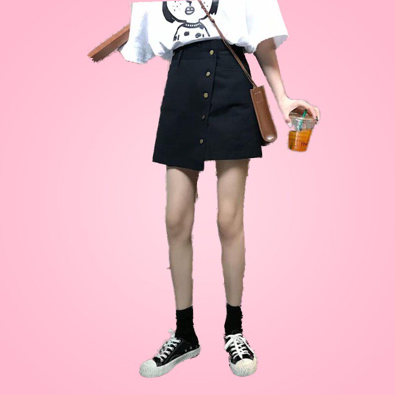 黑色胖妹妹高腰显瘦梨形身材裙子