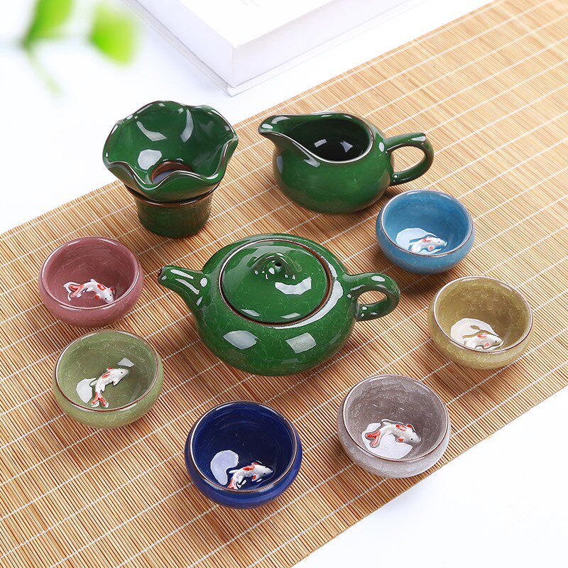 陶瓷整套窑变冰裂茶具