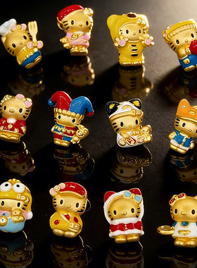 沙金珐琅HelloKitty手链转运珠吊坠kt猫可爱凯蒂猫串珠