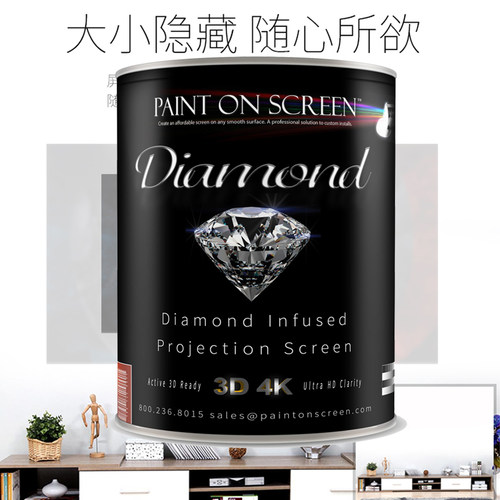 paintonscreen/漆屏白色投影漆影院硬幕墙布漆投屏漆画框抗光专用