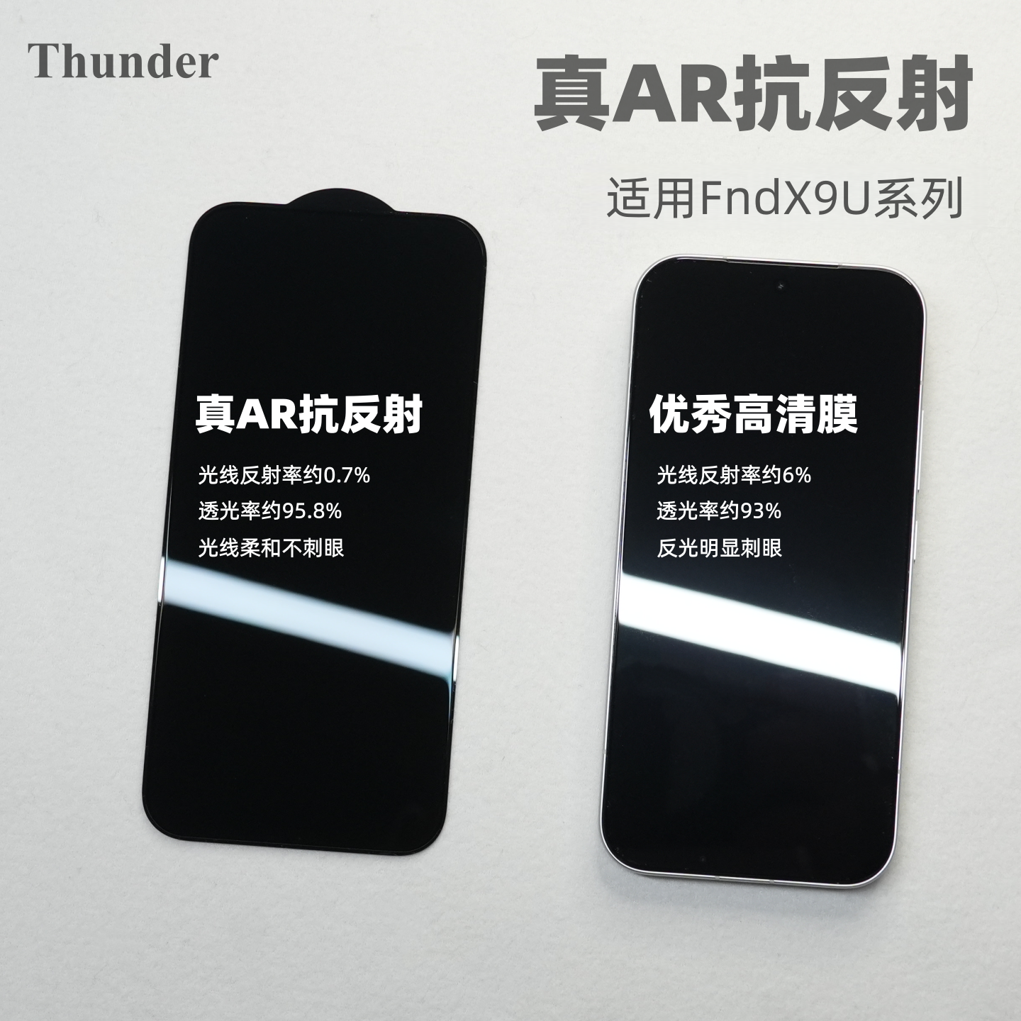 Thunder【真AR增透】OPPO findX9Ultra钢化膜findx9sPro手机膜抗反射无白边findX9保护防摔findX9Pro全屏贴膜