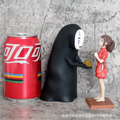 千与千寻 小千与神隐无脸男 手握场景雕塑 可爱动漫手办摆件